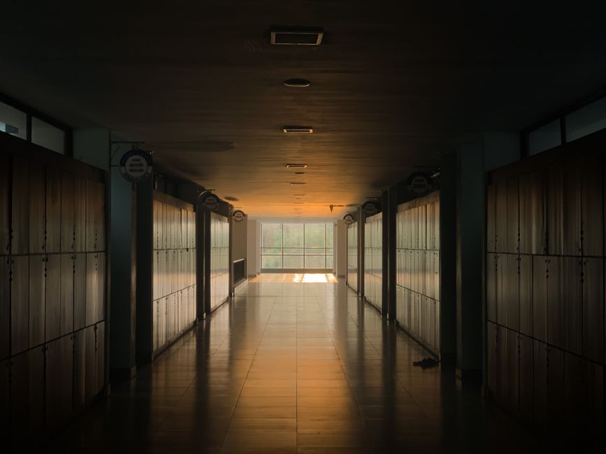 boarding school dormitory corridor